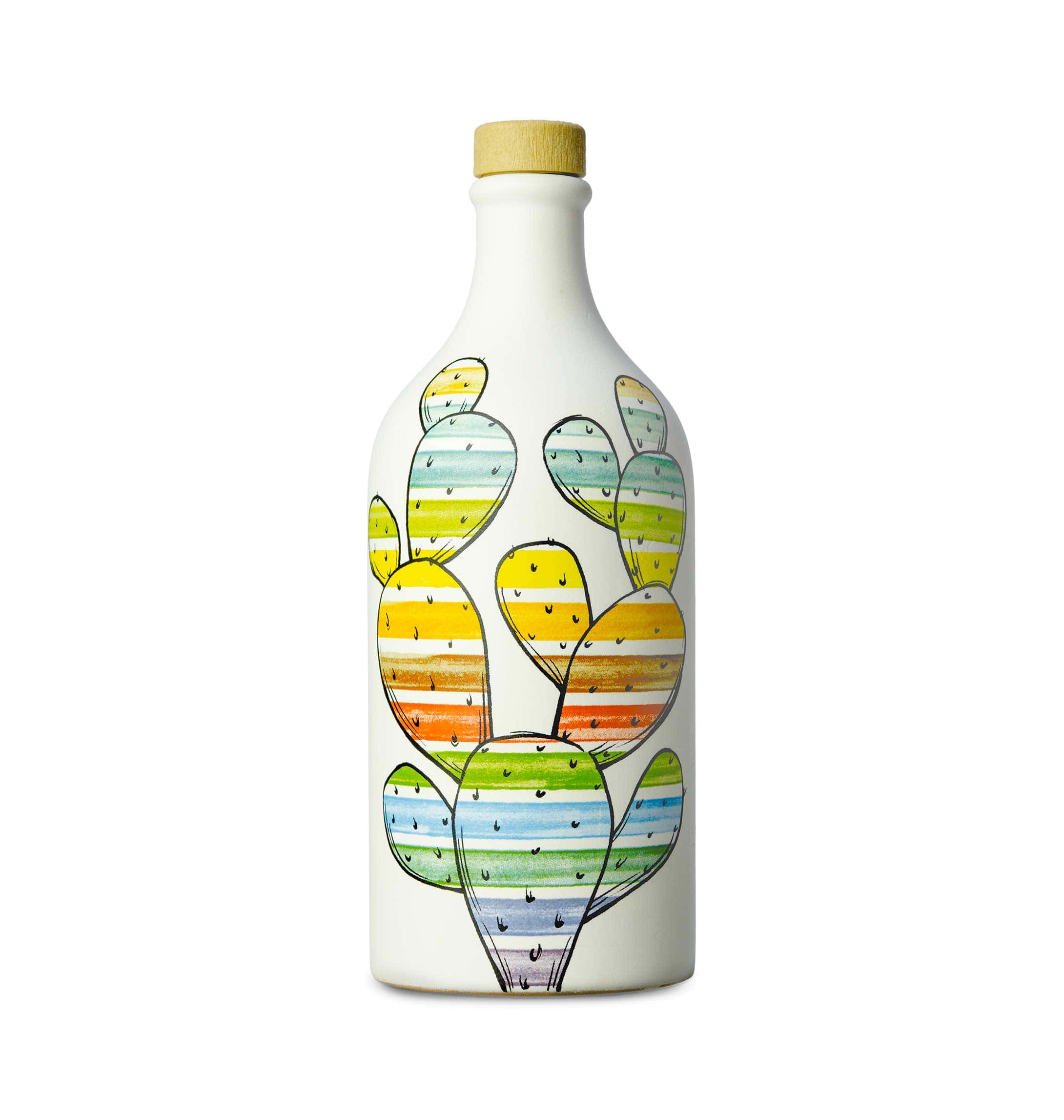 Keramikflasche mit Kaktusfeigenmotiv